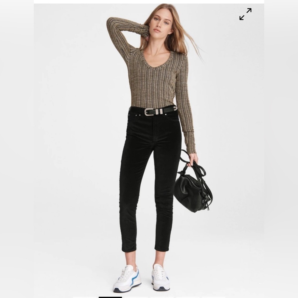 rag and bone Nina High-rise ankle skinny velvet jeans